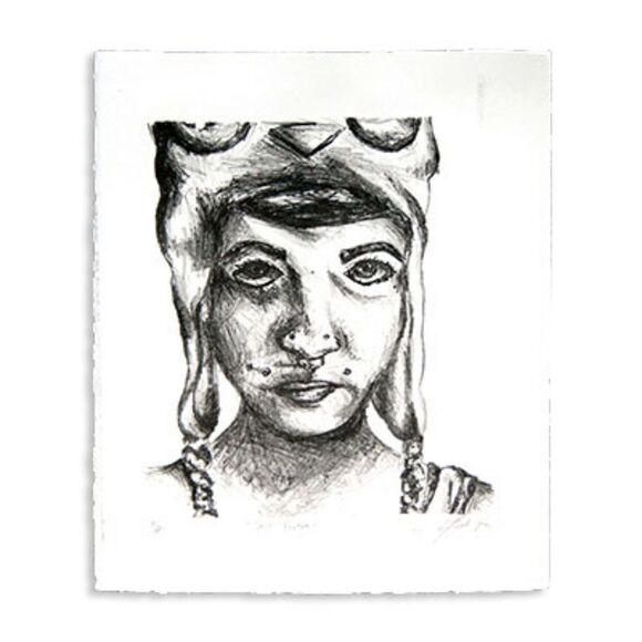 Handmade Other - "Owl on my Head" : lithographic print